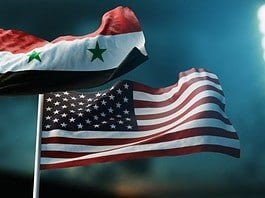 Flags of Syria and USA