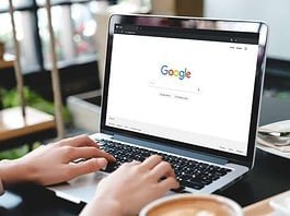 Google search bar opened on laptop screen