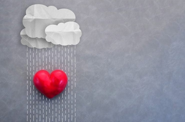 Cloud rain on a heart