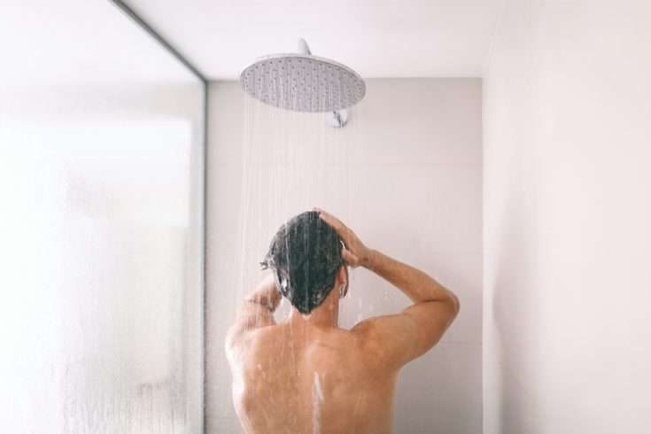A man taking a shower