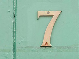 Number 7 on a green door