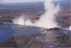 The spray from Victoria Falls