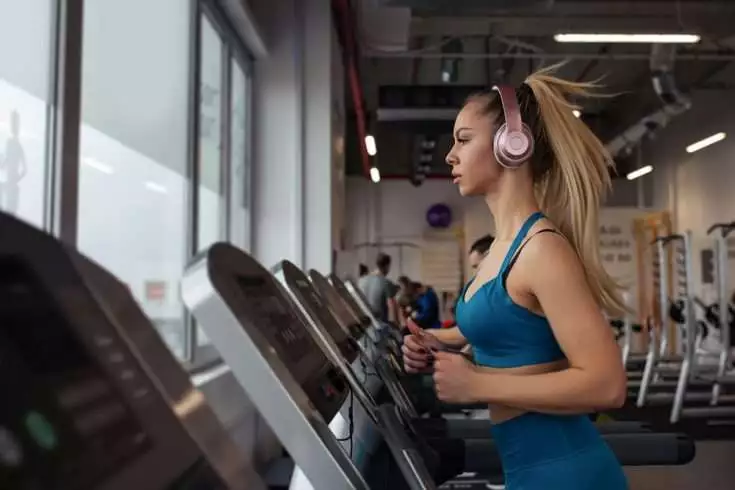 Woman in gym working out