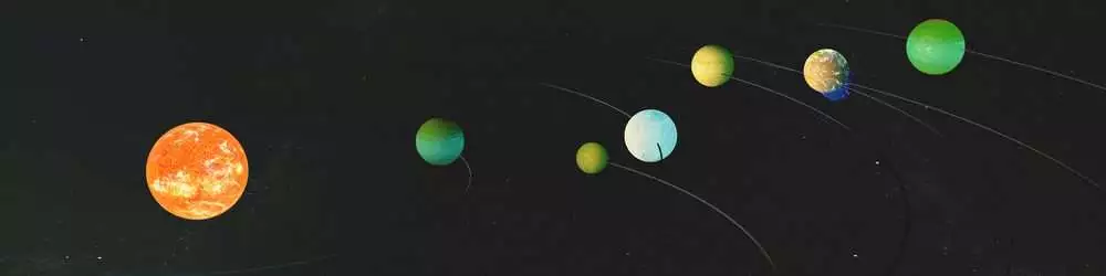 Panorama view of planets orbiting