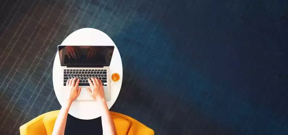 Woman working on a laptop