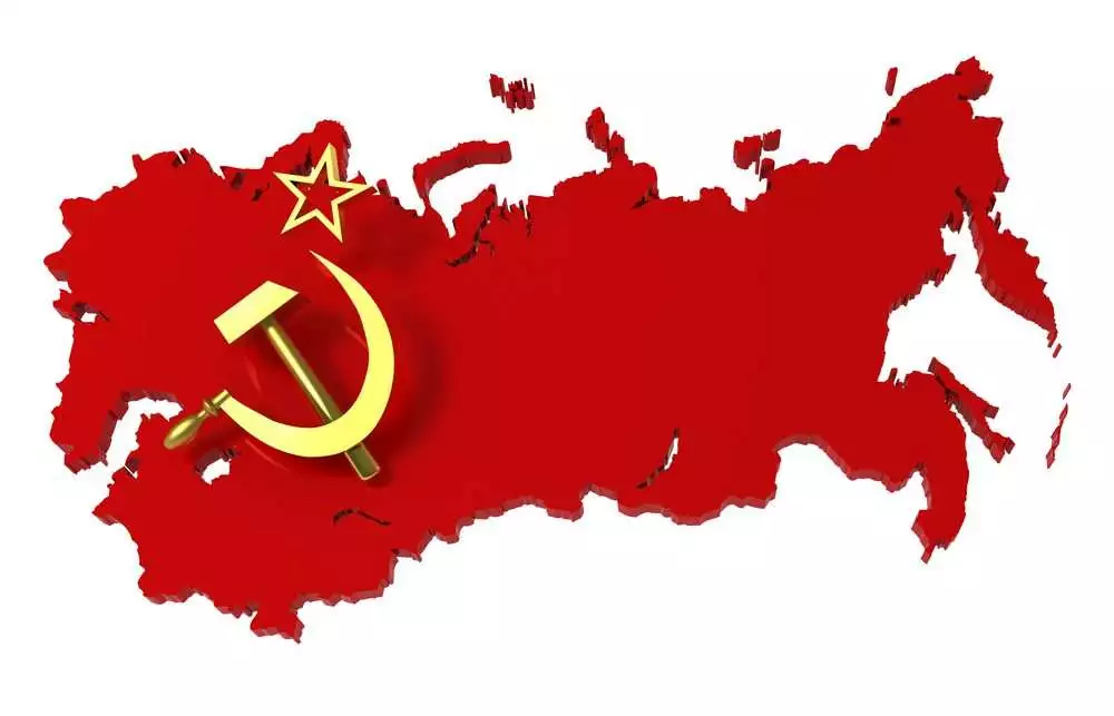 Soviet Union, USSR, map with flag, clipping path, 3d illustration